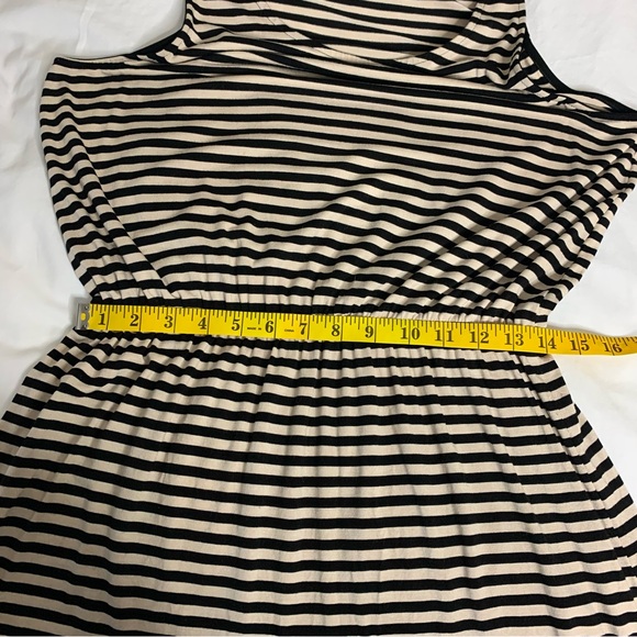 H&M Black and Beige Striped Jersey knit Sleeveless Midi Dress Size L - Picture 9 of 10